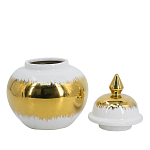 Ваза белая с крышкой и золотистыми фрагментами 24 см Chinoiserie Ceramics варинант исполнения - 2 | Loft Concept в Омске