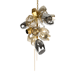 Люстра подвесная вытянутой формы с плафонами из стекла и металла с тремя вертикальными подвесками Gilded Mirage  варинант исполнения - 8 | Loft Concept в Омске