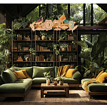 Люстра круглая на золотом каркасе с птичками и цветочным декором Miscellaneous herbs варинант исполнения - 10 | Loft Concept в Омске