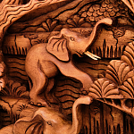 Панно из дерева пять слонов Panel With Animals варинант исполнения - 3 | Loft Concept в Омске