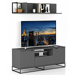 ТВ-тумба цвета графит с  2-мя дверцами и ящиком Strict Lines варинант исполнения - 6 | Loft Concept в Омске