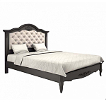 Кровать черная из массива бука с основанием и мягким изголовьем Black Provence варинант исполнения - 1 | Loft Concept в Омске