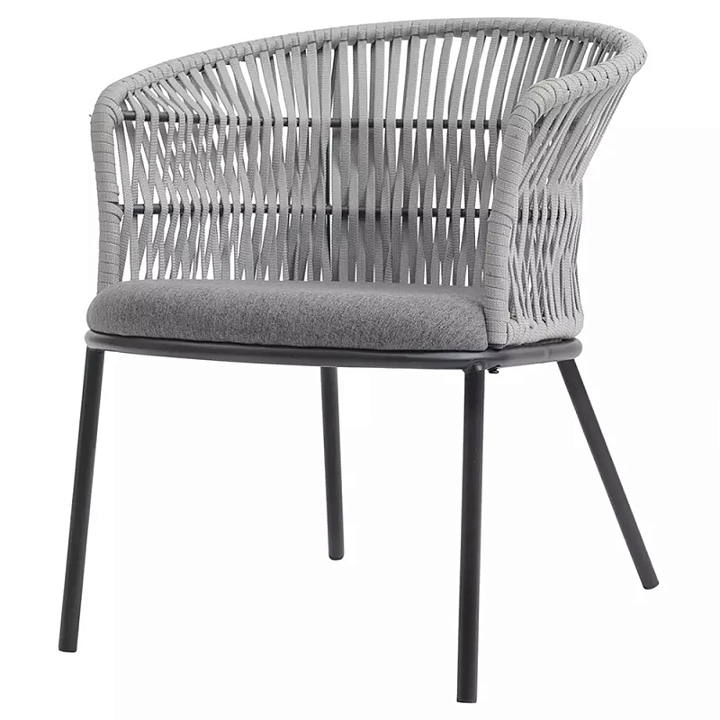 Кресло с декоративным плетением на спинке и подлокотниках Armchair Weaving Серый Светло-серый Темно-серый Кресло с декоративным плетением на спинке и подлокотниках Armchair Weaving Серый Светло-серый Темно-серый в Омске | Loft Concept