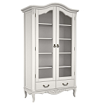 Шкаф книжный белый из массива бука с 5-ю полками и 2-мя ящиками в стиле прованс White Provence варинант исполнения - 1 | Loft Concept в Омске