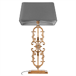 Настольная лампа на ажурном чугунном основании с тканевым серым абажуром Openwork Lamp варинант исполнения - 3 | Loft Concept в Омске