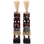 Комплект из 2-х деревянных статуэток Asmat Straw Headdress Statuettes Red Turquoise варинант исполнения - 1 | Loft Concept в Омске