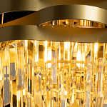 Люстра цвета матового золота с металлическими лентами и длинными прозрачными подвесками Gilded Waves варинант исполнения - 5 | Loft Concept в Омске