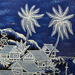 Картина ручная вышивка бисером Ночной пейзаж Night Boat Bay варинант исполнения - 3 | Loft Concept в Омске