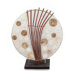 Настольная лампа из перламутра и дерева на подставке Indonesian Round Shell варинант исполнения - 3 | Loft Concept в Омске