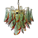 Люстра стеклянная с зелеными лепестками Green Leaf Fall варинант исполнения - 1 | Loft Concept в Омске