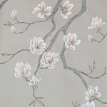 Обои ручная роспись Magnolia Canopy Original Colourway on Oyster Shell metallic silk варинант исполнения - 1 | Loft Concept в Омске