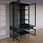 Витрина Primo со стеклянными фасадами и 2 ящиками Черный дуб варинант исполнения - 9 | Loft Concept в Омске