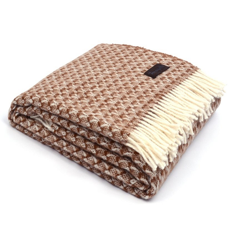 Плед BRIAS TRIANGLE 1200 Marzotto Бежево-серый Коричневый в Омске | Loft Concept 