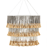 Люстра трехъярусная с декором из круглых деревянных бусин с кисточками Gray Brown Wooden Beads Chandelier варинант исполнения - 3 | Loft Concept в Омске