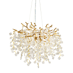 Люстра подвесная золотого цвета с декоративными ветвями и прозрачными рельефными подвесками FAIRYTREE Light варинант исполнения - 1 | Loft Concept в Омске