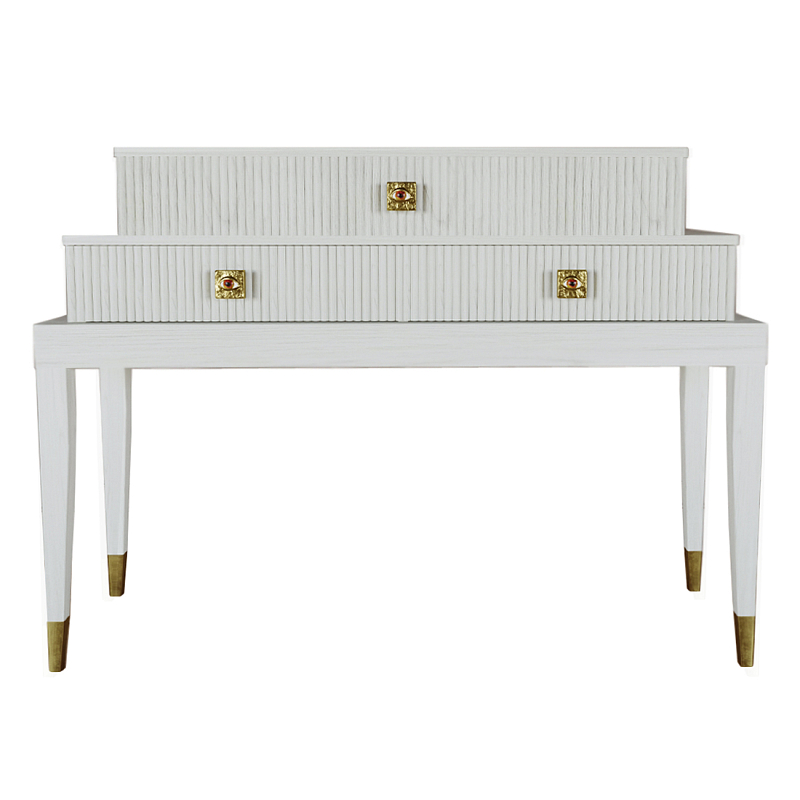 Премиальная Консоль с тремя ящиками Elsa Dreams White Белый Золотой в Омске | Loft Concept 