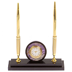 Часы настольные с двумя ручками из натурального камня Stone Clock варинант исполнения - 1 | Loft Concept в Омске