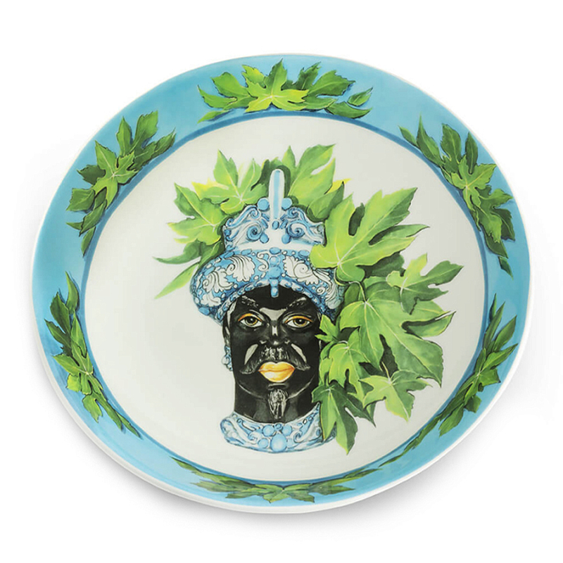 Тарелка Abhika SOUP PLATE MORO HEAD D22,5 Голубой Зеленый Тарелка Abhika SOUP PLATE MORO HEAD D22,5 Голубой Зеленый в Омске | Loft Concept