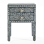 Тумбочка прикроватная White Pearl BEDSIDE CABINET 2 blue DRAWER варинант исполнения - 1 | Loft Concept в Омске