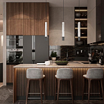 Подвесной светильник с узким цилиндрическим плафоном и черным металлическим декором Concrete Pipe варинант исполнения - 14 | Loft Concept в Омске