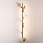 Бра с золотистой вертикальной трубкой и декоративными прозрачными листьями из стекла Sylva  варинант исполнения - 3 | Loft Concept в Омске