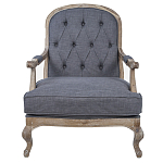 Кресло с пуфом с мягкой обивкой из льна Edward Armchair grey варинант исполнения - 1 | Loft Concept в Омске