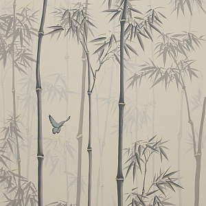 Обои ручная роспись Distant Bamboo Special Colourway on white dyed paper