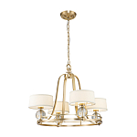 Люстра цвета латунь с 4-мя тканевыми абажурами и стеклянными шарами Quoizel варинант исполнения - 2 | Loft Concept в Омске