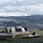 Дизайнерский кофейный стол из дерева с керамической столешницей уличный SWAY Coffee Table варинант исполнения - 7 | Loft Concept в Омске