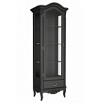 Витрина черная однодверная из массива бука с 4-мя полками и ящиком Black Provence варинант исполнения - 1 | Loft Concept в Омске