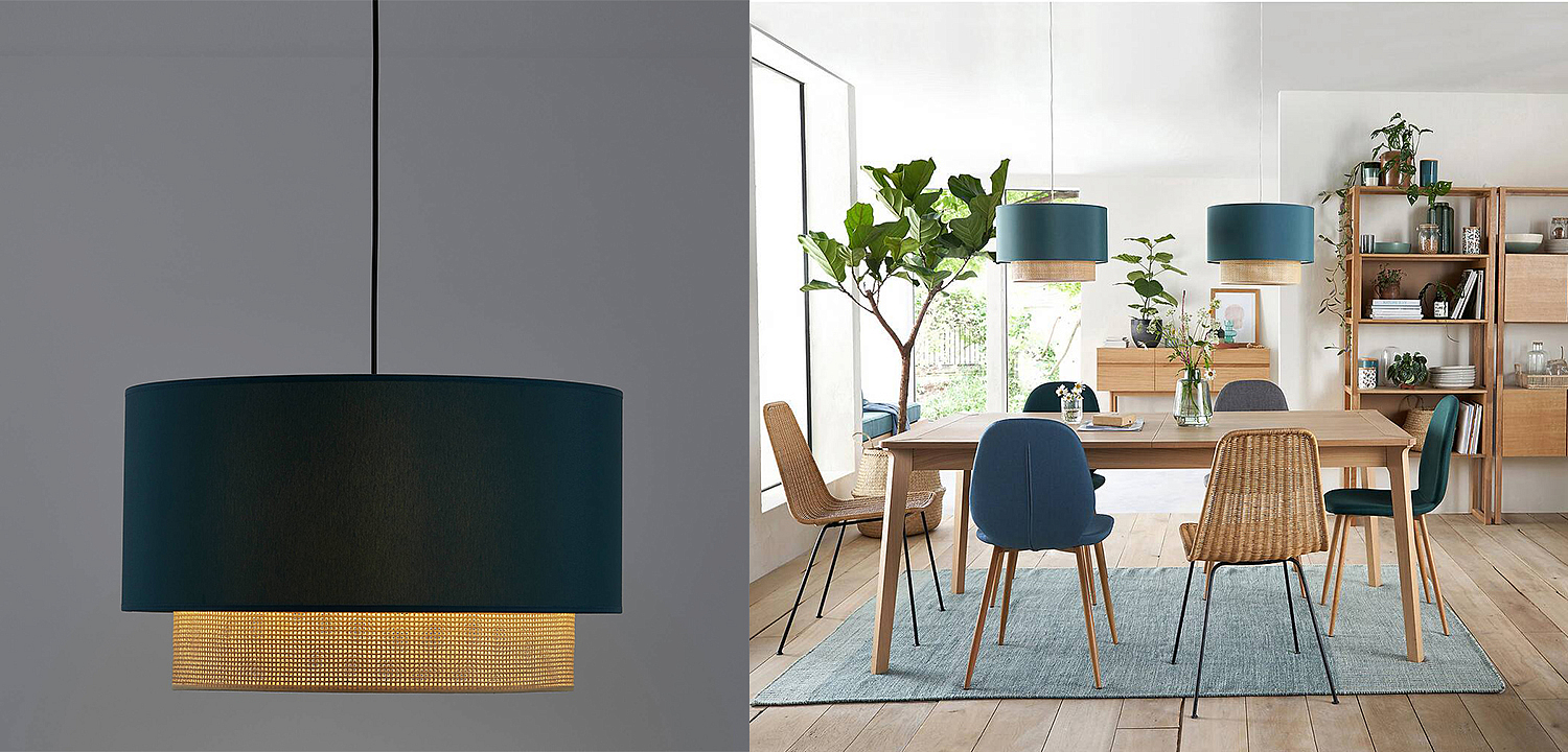 Подвесной светильник Ottar Wicker Turquoise lampshade Подвесной светильник Ottar Wicker Turquoise lampshade - Loft-Concept в Омске