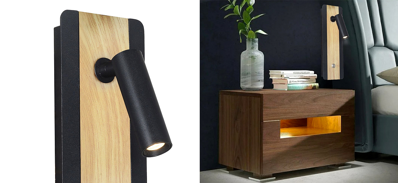 Бра с поворотным спотом GAVIN WOOD Light Бра с поворотным спотом GAVIN WOOD Light - Loft-Concept в Омске
