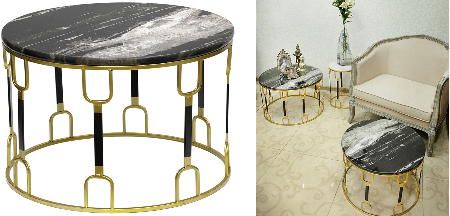 Приставной стол Dorius Side Table black marble Приставной стол Dorius Side Table black marble - Loft-Concept в Омске