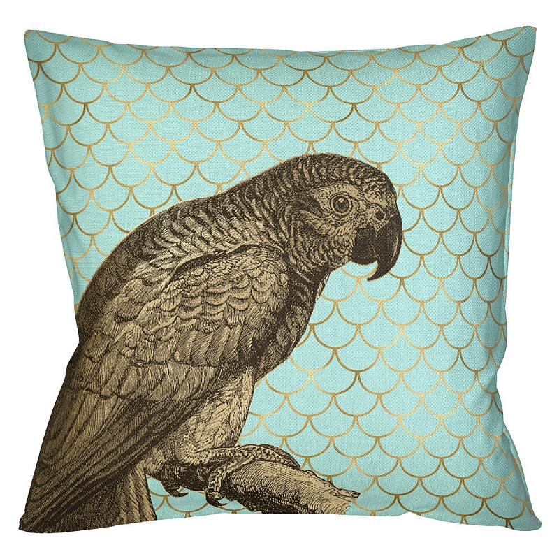 Подушка Safari light blue parrot Бирюзовый Глянцевое золото Подушка Safari light blue parrot Бирюзовый Глянцевое золото в Омске | Loft Concept
