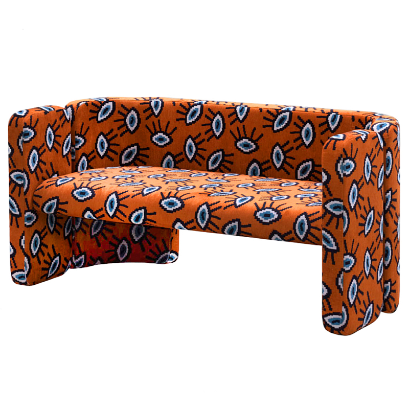 Акцентный Двухместный Диван Leela Оранжевый Орнамент Оранжевый в Омске | Loft Concept 