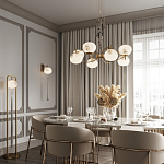 Подвесной светильник с шарообразным плафоном из белого стекла с подвеской из камня и кисточкой Agatelle варинант исполнения - 5 | Loft Concept в Омске