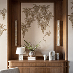 Обои с вышивкой ручной работы Deco Wisteria ﻿Midas colourway on Liso Pearl wool sateen варинант исполнения - 4 | Loft Concept в Омске