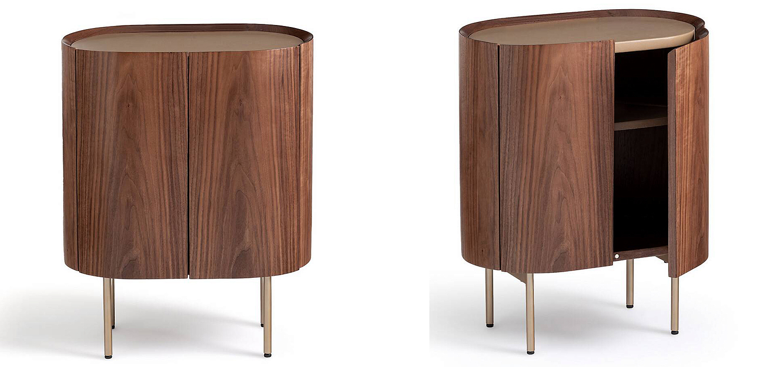 Тумба округлой формы Walnut and Leather массив ореха и столешница из натуральной кожи Тумба округлой формы Walnut and Leather массив ореха и столешница из натуральной кожи - Loft-Concept в Омске