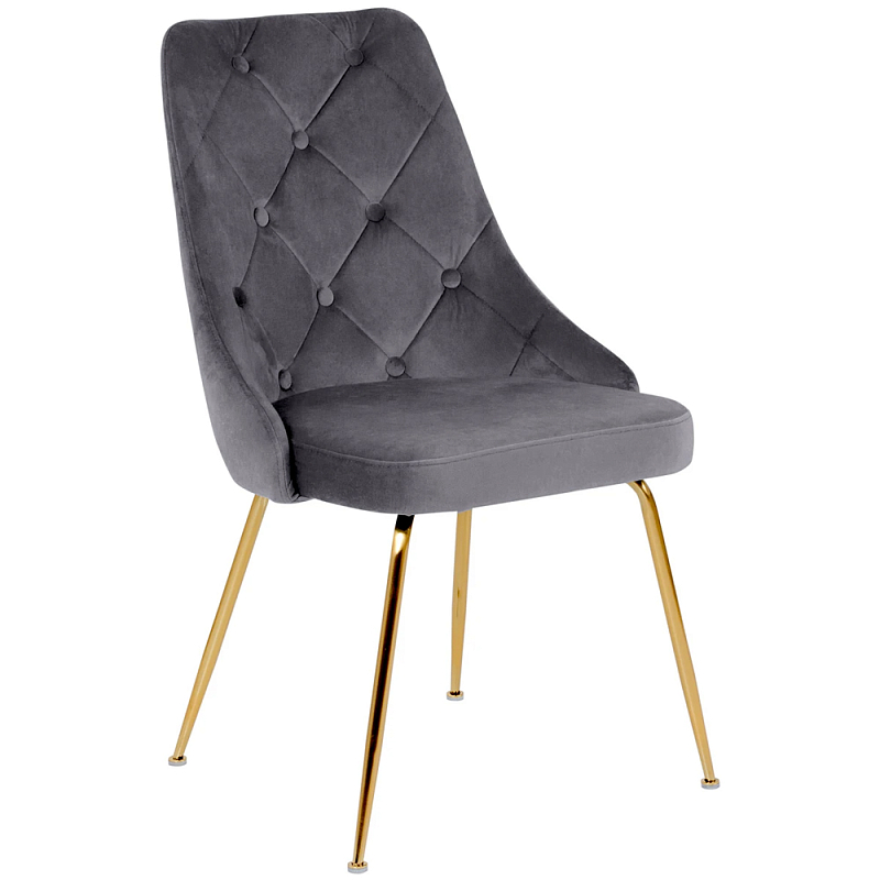 Стул в серой велюровой обивке Ward Grey Velour Chair Золотой Серый Стул в серой велюровой обивке Ward Grey Velour Chair Золотой Серый в Омске | Loft Concept