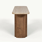 Консоль с овальной столешницей и фактурным деревянным основанием Enzo варинант исполнения - 1 | Loft Concept в Омске