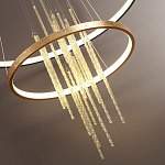 Люстра подвесная с 2-мя круглыми подвесами в черном и золотистом цвете и вертикальными подвесками Ring Horizontal варинант исполнения - 3 | Loft Concept в Омске