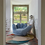 Дизайнерское плюшевое кресло в форме руки голубое Poltronova Joe Plush Baby Blue Armchair варинант исполнения - 4 | Loft Concept в Омске