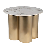 Стол журнальный круглый керамогранит белый Keramos варинант исполнения - 1 | Loft Concept в Омске