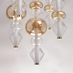 Люстра с плафонами из прозрачного и янтарного стекла в виде шаров и ромбов Gabriel Scott Luna варинант исполнения - 10 | Loft Concept в Омске