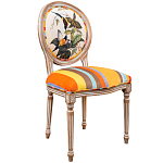 Стул бежевый в разноцветную полоску из натурального бука с изображением птиц и цветов Blooming Birds Colorful Stripes Chair варинант исполнения - 2 | Loft Concept в Омске