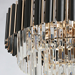 Люстра из черного металла с многоярусными подвесками из прозрачного хрусталя на золотой цепи Empire Black Chandelier Crystal варинант исполнения - 5 | Loft Concept в Омске