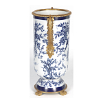 Ваза с бронзовыми ручками и синим цветочным узором Blue & White Ornament варинант исполнения - 3 | Loft Concept в Омске