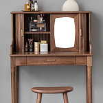 Туалетный стол деревянный с ящиком и зеркалом Moon Walnut Furniture варинант исполнения - 5 | Loft Concept в Омске