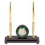 Часы настольные с двумя ручками из натурального камня Stone Clock варинант исполнения - 6 | Loft Concept в Омске