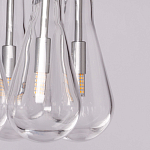 Люстра с 7-ю прозрачными плафонами из стекла в форме капли на круглом потолочном основании цвета хром Lucid Rain  варинант исполнения - 8 | Loft Concept в Омске